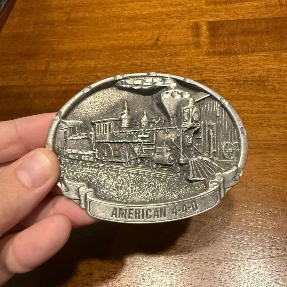 Vintage AMERICAN 4-4-0 Train Belt Buckle Steam Engine Railroad